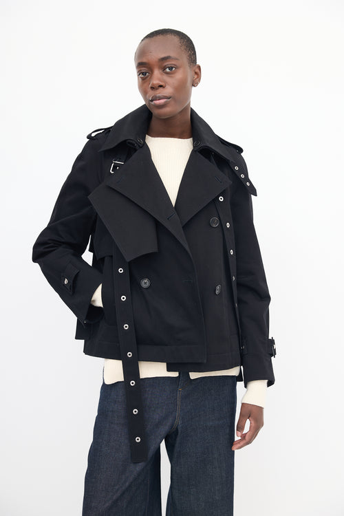 Proenza Schouler Black Buckled Short Trench Coat