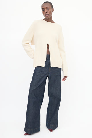 Proenza Schouler Cream Knit Cutout 
Tie Sweater