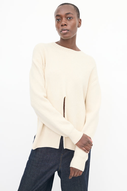 Proenza Schouler Cream Knit Cutout 
Tie Sweater