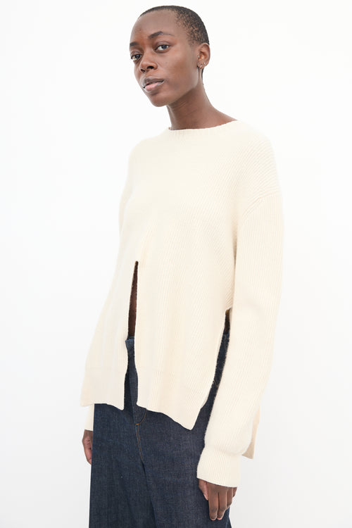 Proenza Schouler Cream Knit Cutout 
Tie Sweater