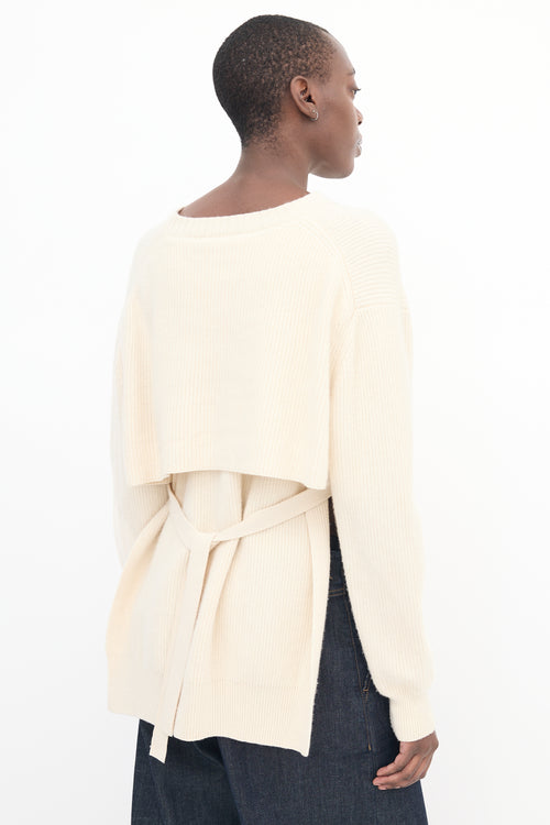 Proenza Schouler Cream Knit Cutout 
Tie Sweater