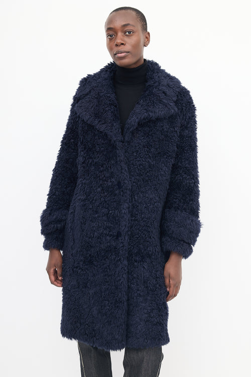 Proenza Schouler White Label Navy Shaggy Coat