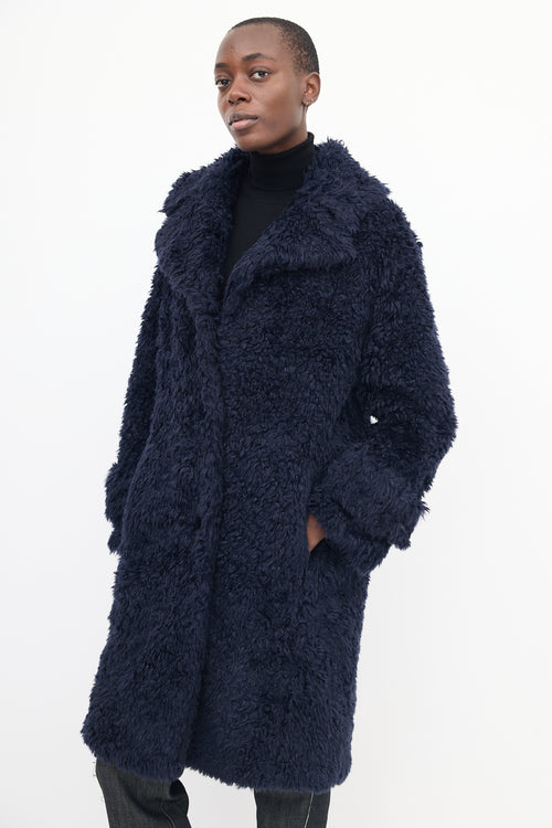 Proenza Schouler White Label Navy Shaggy Coat