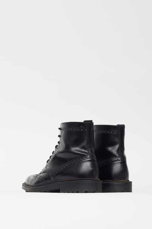 Prada Black Leather Rubber Sole Chelsea Boot