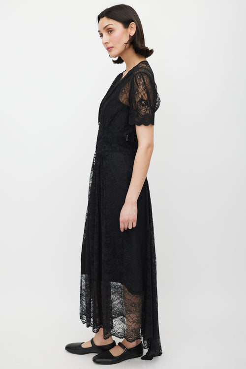 Rabanne Black 
Silver Gathered Lace Jewel Dress