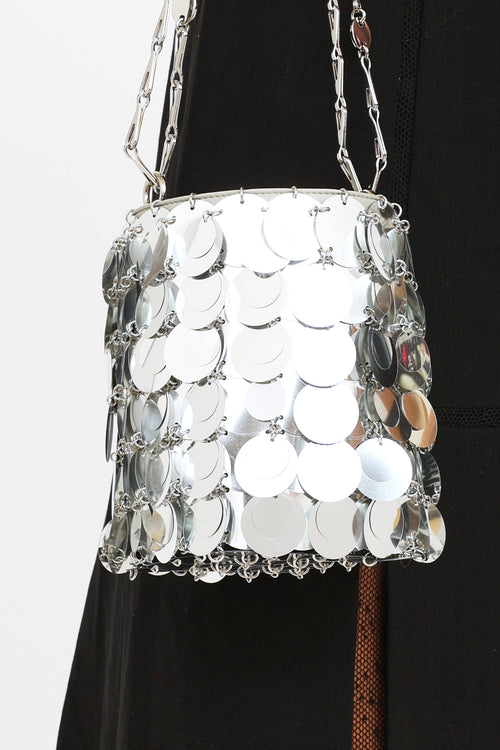 Paco Robanne Silver Sequin Bucket Bag