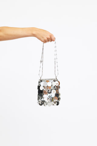 Paco Robanne Silver Sequin Bucket Bag