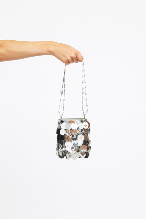 Paco Robanne Silver Sequin Bucket Bag