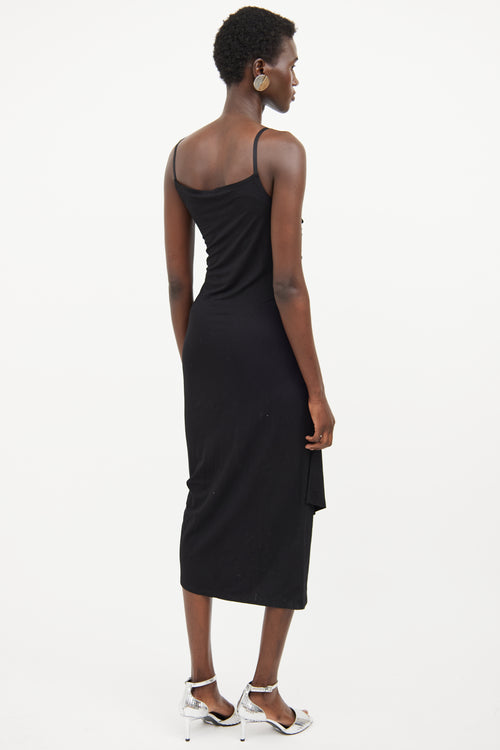 Rabanne Black Pleat Button Dress