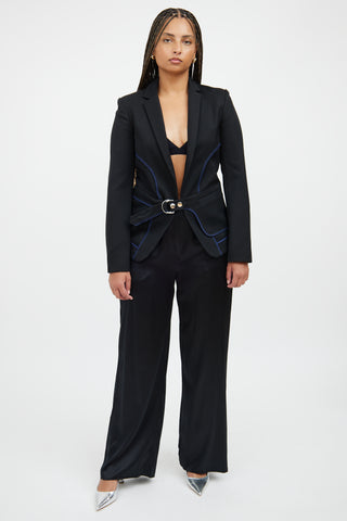 Paco Rabanne Black 
Blue Belted Blazer