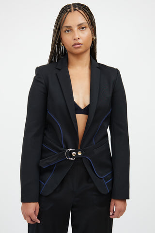 Paco Rabanne Black 
Blue Belted Blazer