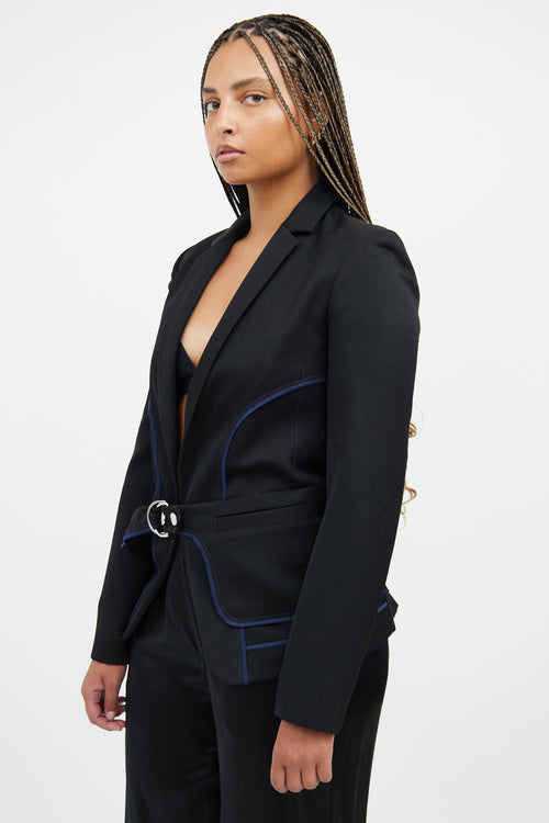 Paco Rabanne Black 
Blue Belted Blazer