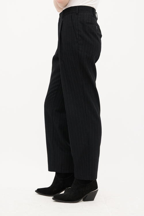 Paco Rabanne Black Pinstripe Straight Leg Trouser