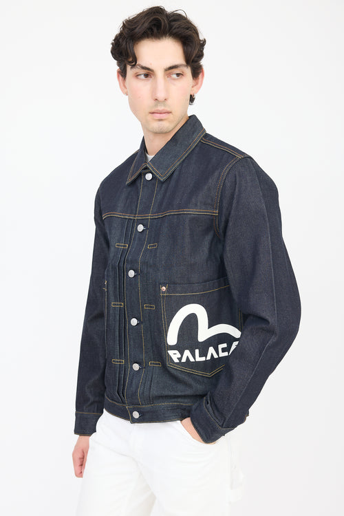 Palace X Evisu Dark Wash Logo Denim Jacket