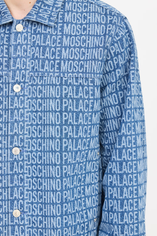 Palace X Moschino Medium Wash Monogram Denim Jacket