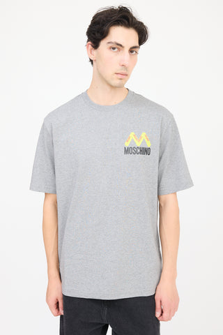 Palace X Moschino Grey 
Multicolour Logo T-Shirt