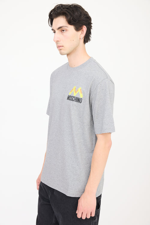 Palace X Moschino Grey 
Multicolour Logo T-Shirt