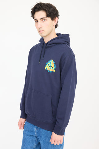 Palace X Moschino Navy 
Multicolour Embroidered Logo Hoodie