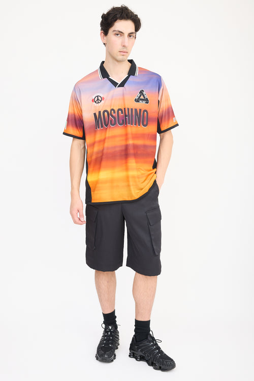 Palace X Moschino Orange 
Multicolour Logo Polo