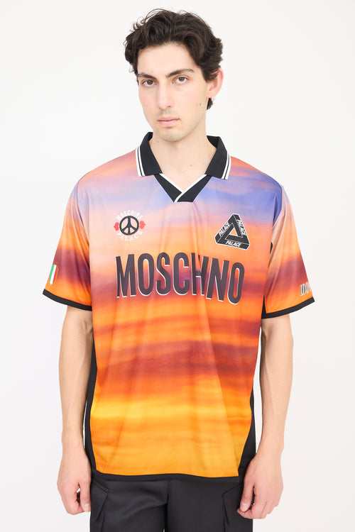 Palace X Moschino Orange 
Multicolour Logo Polo