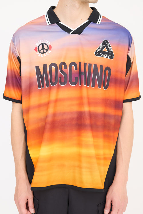 Palace X Moschino Orange 
Multicolour Logo Polo