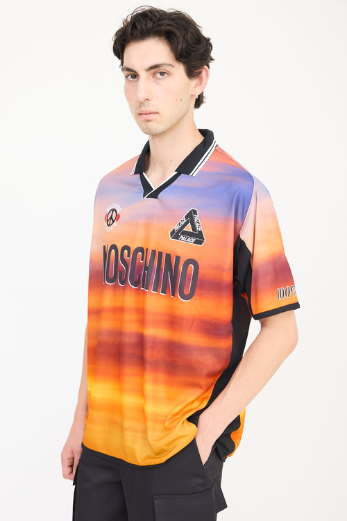 Palace X Moschino Orange 
Multicolour Logo Polo