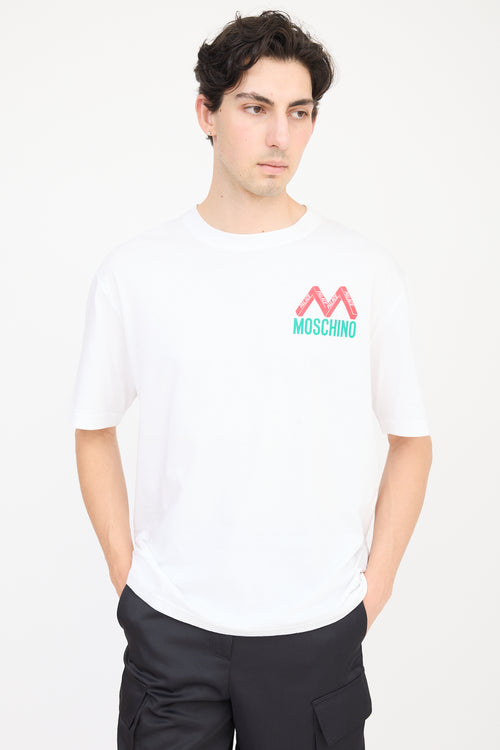 Palace X Moschino White 
Multicolour Logo T-Shirt