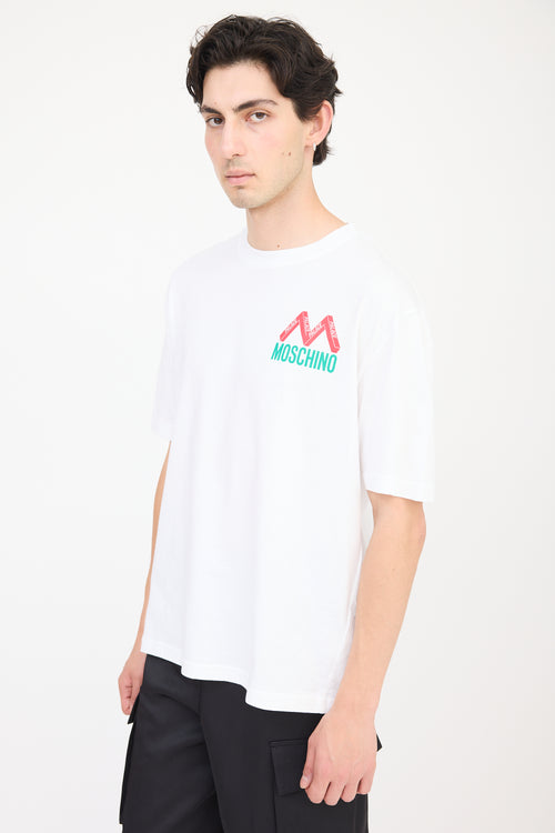 Palace X Moschino White 
Multicolour Logo T-Shirt