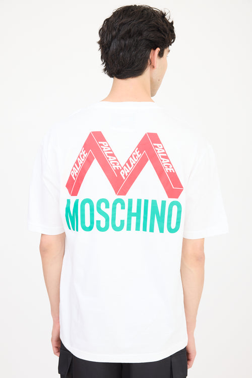 Palace X Moschino White 
Multicolour Logo T-Shirt