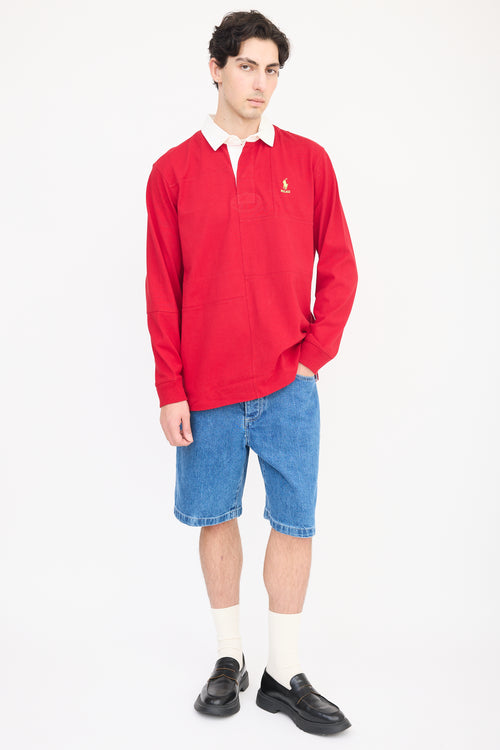 Palace X Polo Ralph Lauren Red 
White Panelled Polo