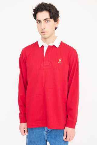 Palace X Polo Ralph Lauren Red 
White Panelled Polo