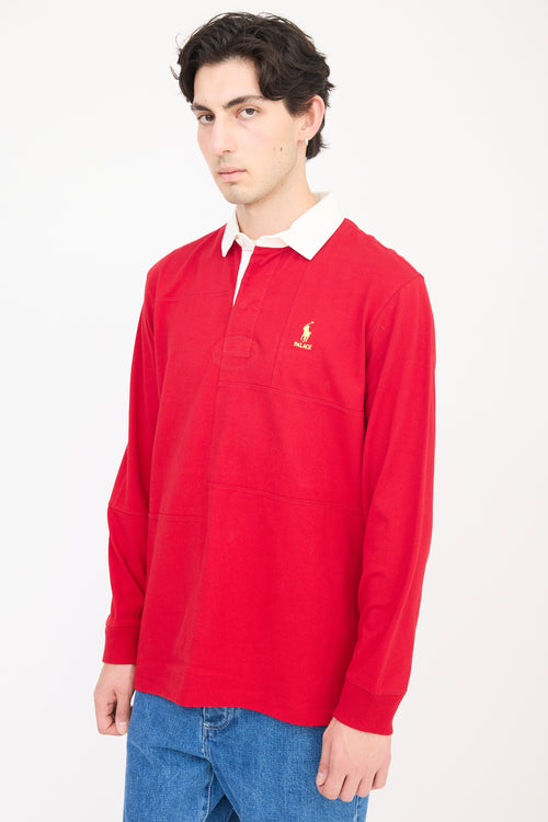 Palace X Polo Ralph Lauren Red 
White Panelled Polo