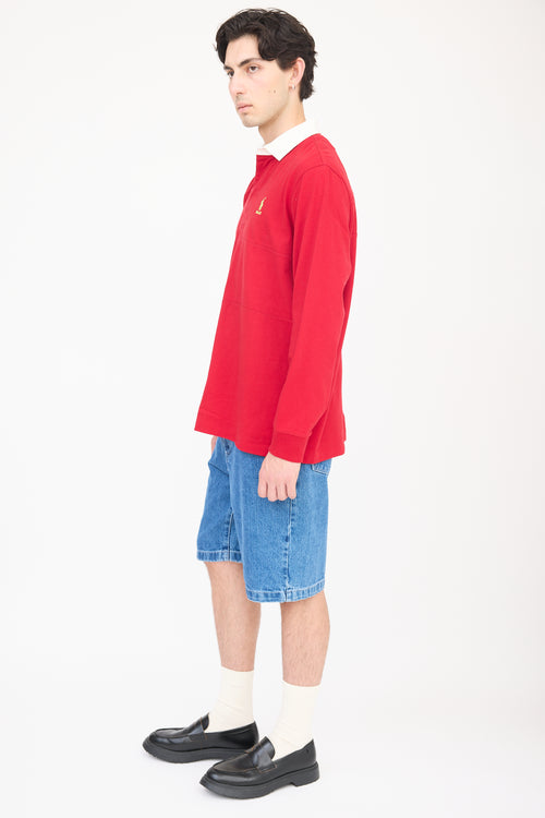 Palace X Polo Ralph Lauren Red 
White Panelled Polo