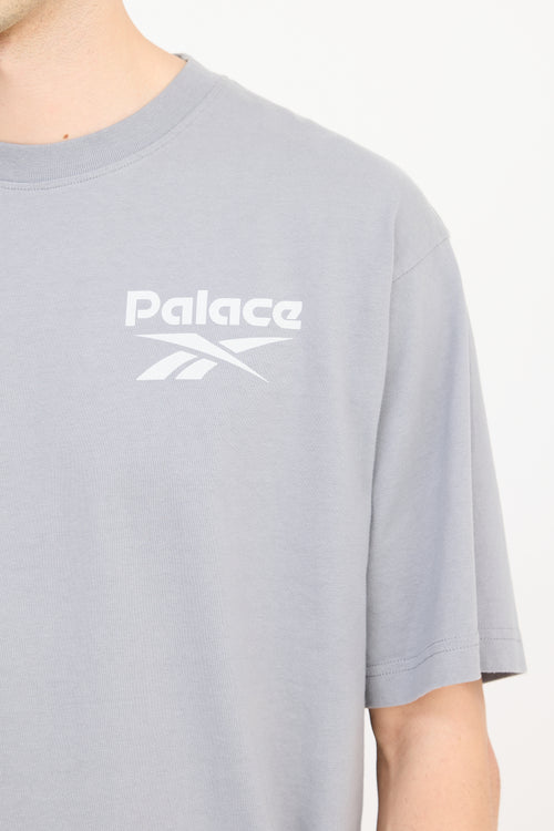 Palace X Reebok Grey 
White Logo T-Shirt