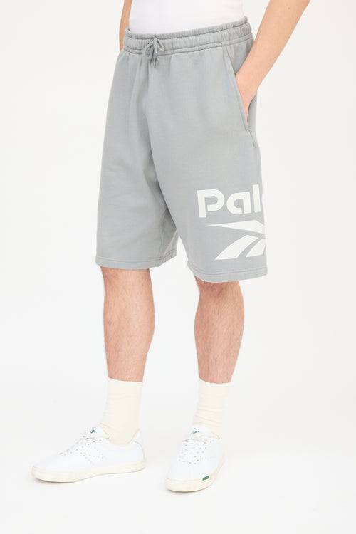 Palace X Reebok Grey 
White Sweat Shorts