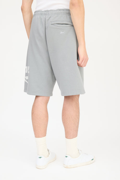 Palace X Reebok Grey 
White Sweat Shorts