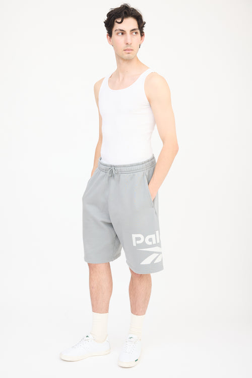 Palace X Reebok Grey 
White Sweat Shorts