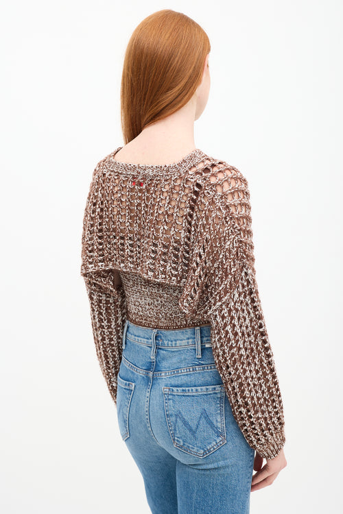 Palavas Brown 
White Knit Bolero 
Tank Set