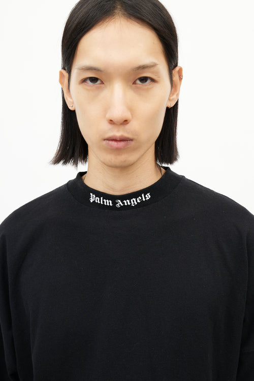 Palm Angels Black 
White Oversized Logo T-Shirt