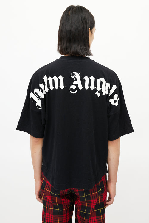 Palm Angels Black 
White Oversized Logo T-Shirt