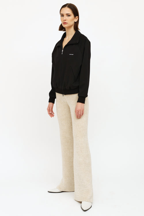 Palm Angels Cream Fluffy Knit Flare Pant