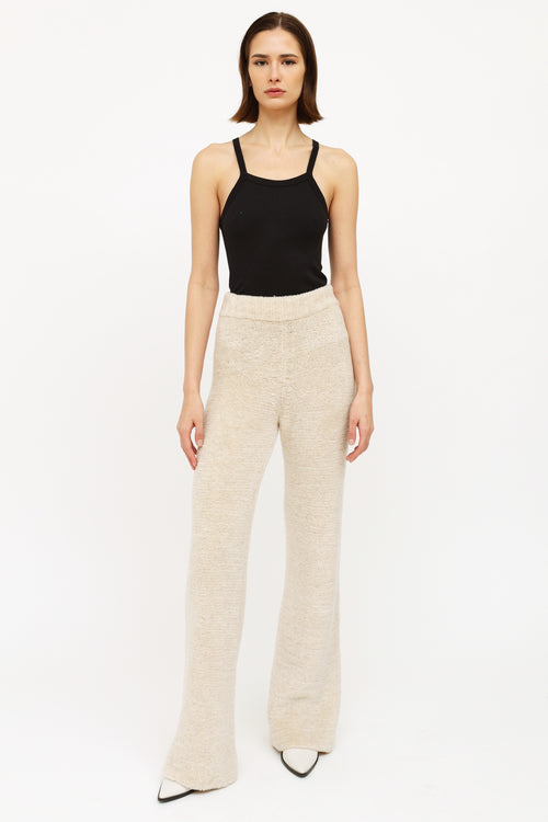 Palm Angels Cream Fluffy Knit Flare Pant