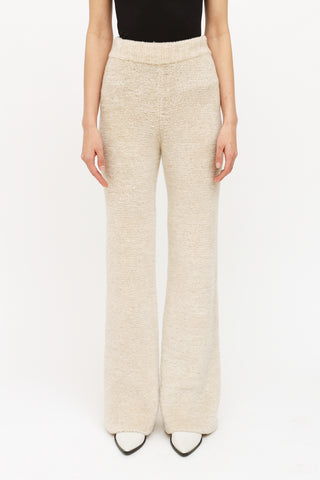 Palm Angels Cream Fluffy Knit Flare Pant