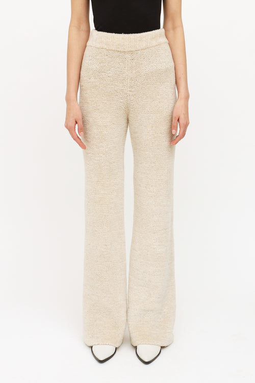 Palm Angels Cream Fluffy Knit Flare Pant