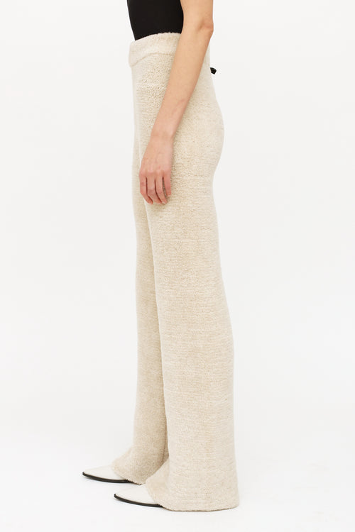 Palm Angels Cream Fluffy Knit Flare Pant