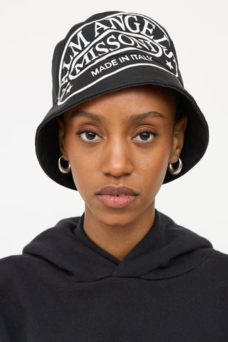 Palm Angels Black Logo Bucket Hat