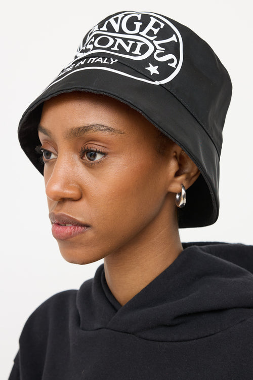 Palm Angels Black Logo Bucket Hat