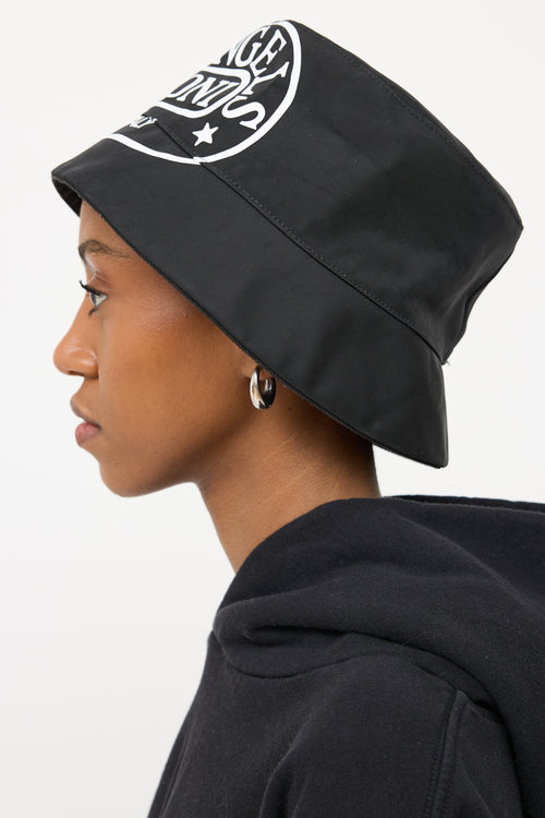 Palm Angels Black Logo Bucket Hat