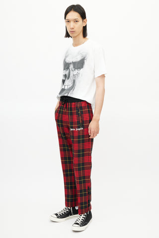 Palm Angels Red 
Black Logo Wool Trouser