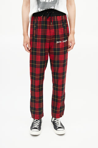 Palm Angels Red 
Black Logo Wool Trouser